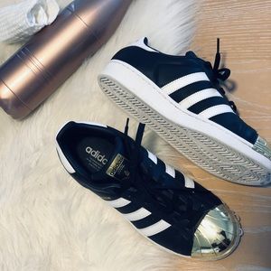 Adidas Gold Metal Toe Superstar Sneakers Size 8